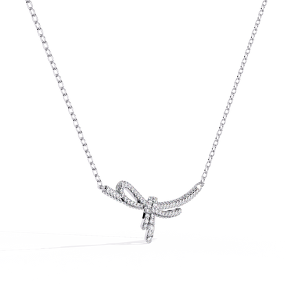The 'Knot of Love' Diamond Gold Necklace- 0.90 Ct Round Brilliant Cut Lab Grown Diamonds