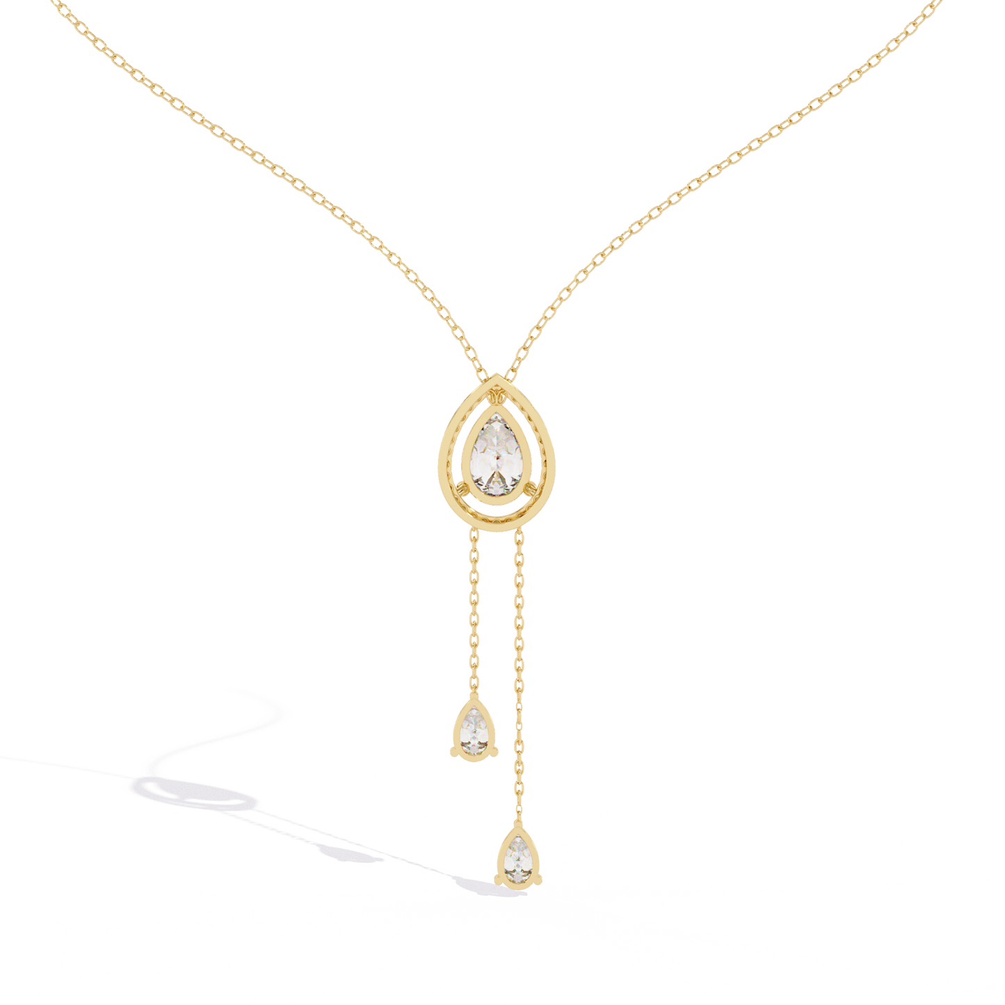 The Stella Pear-Cut Diamond Lariat Necklace In Gold- 1.81 Ct