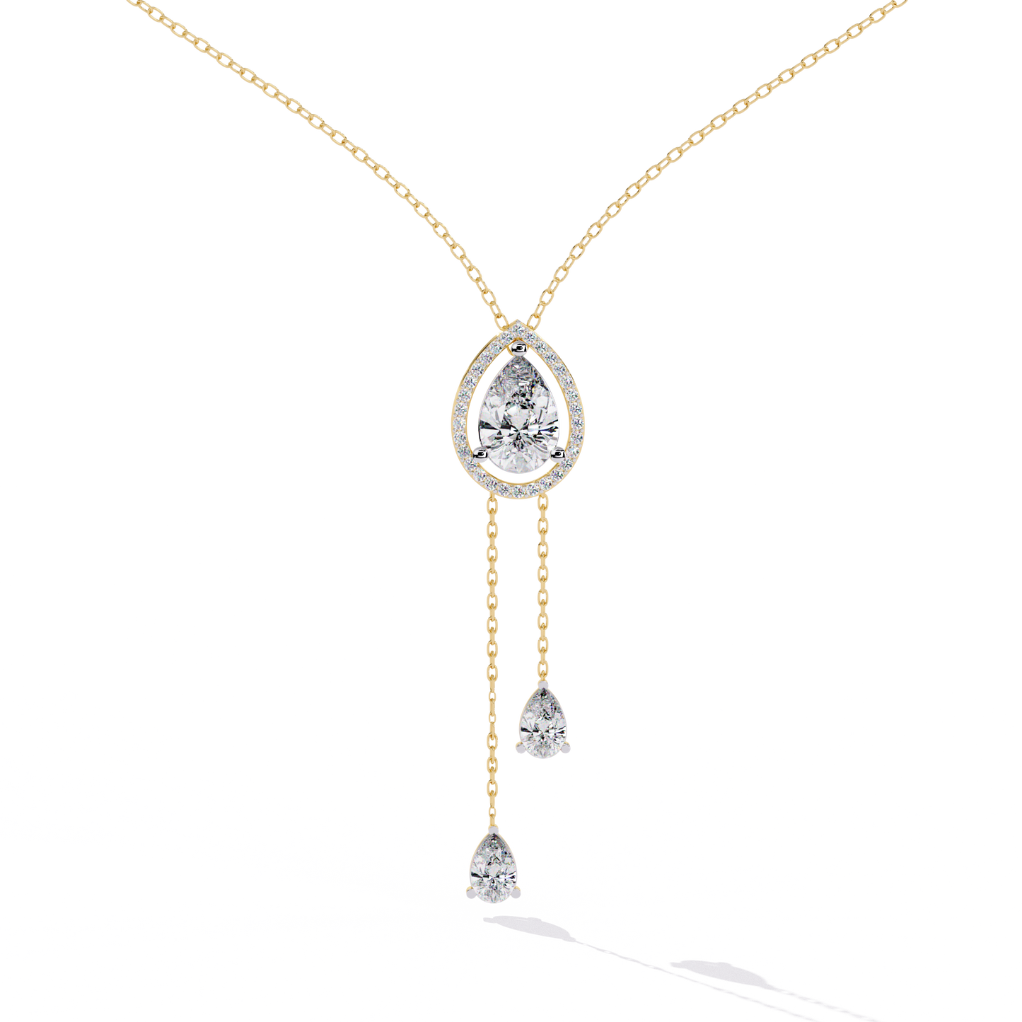 The Stella Pear-Cut Diamond Lariat Necklace In Gold- 1.81 Ct