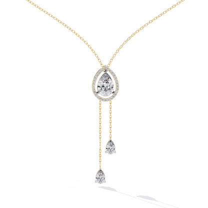 The Stella Pear-Cut Diamond Lariat Necklace In Gold- 1.81 Ct