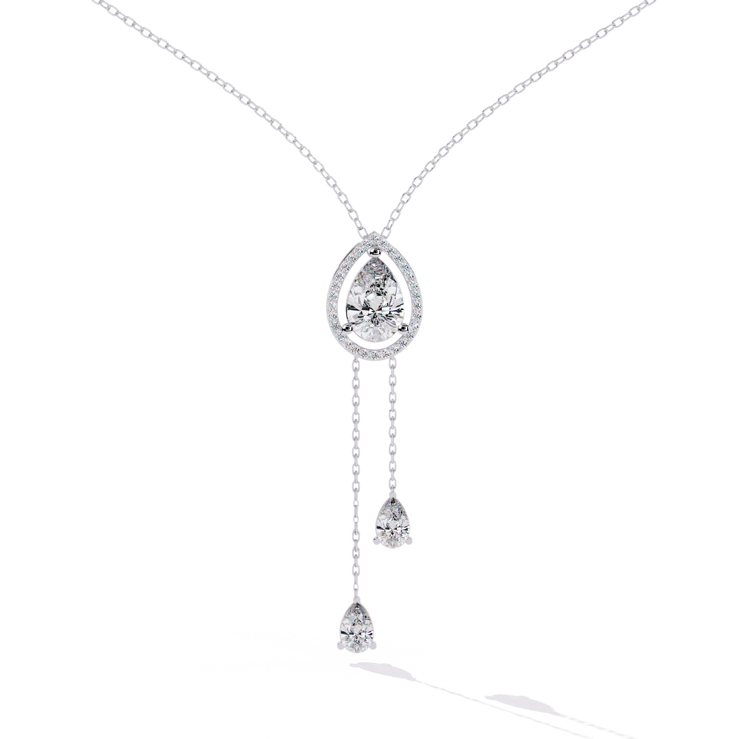 The Stella Pear-Cut Diamond Lariat Necklace In Gold- 1.81 Ct