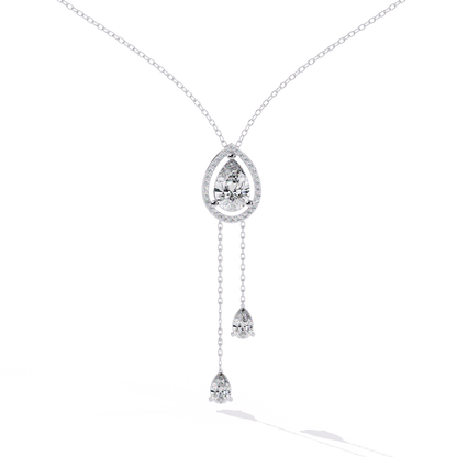 The Stella Pear-Cut Diamond Lariat Necklace In Gold- 1.81 Ct