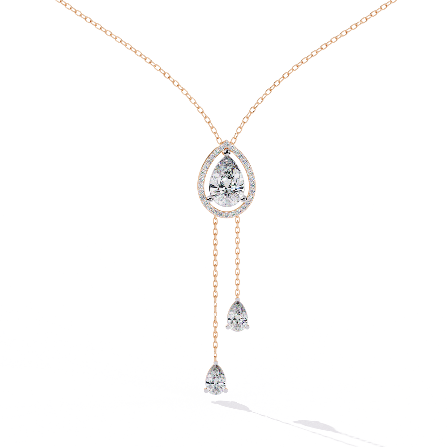 The Stella Pear-Cut Diamond Lariat Necklace In Gold- 1.81 Ct
