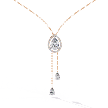 The Stella Pear-Cut Diamond Lariat Necklace In Gold- 1.81 Ct
