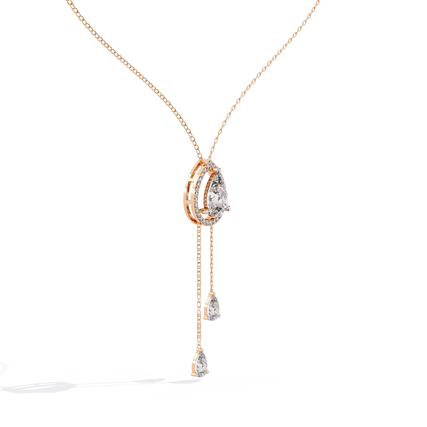 The Stella Pear-Cut Diamond Lariat Necklace In Gold- 1.81 Ct