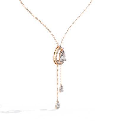 The Stella Pear-Cut Diamond Lariat Necklace In Gold- 1.81 Ct