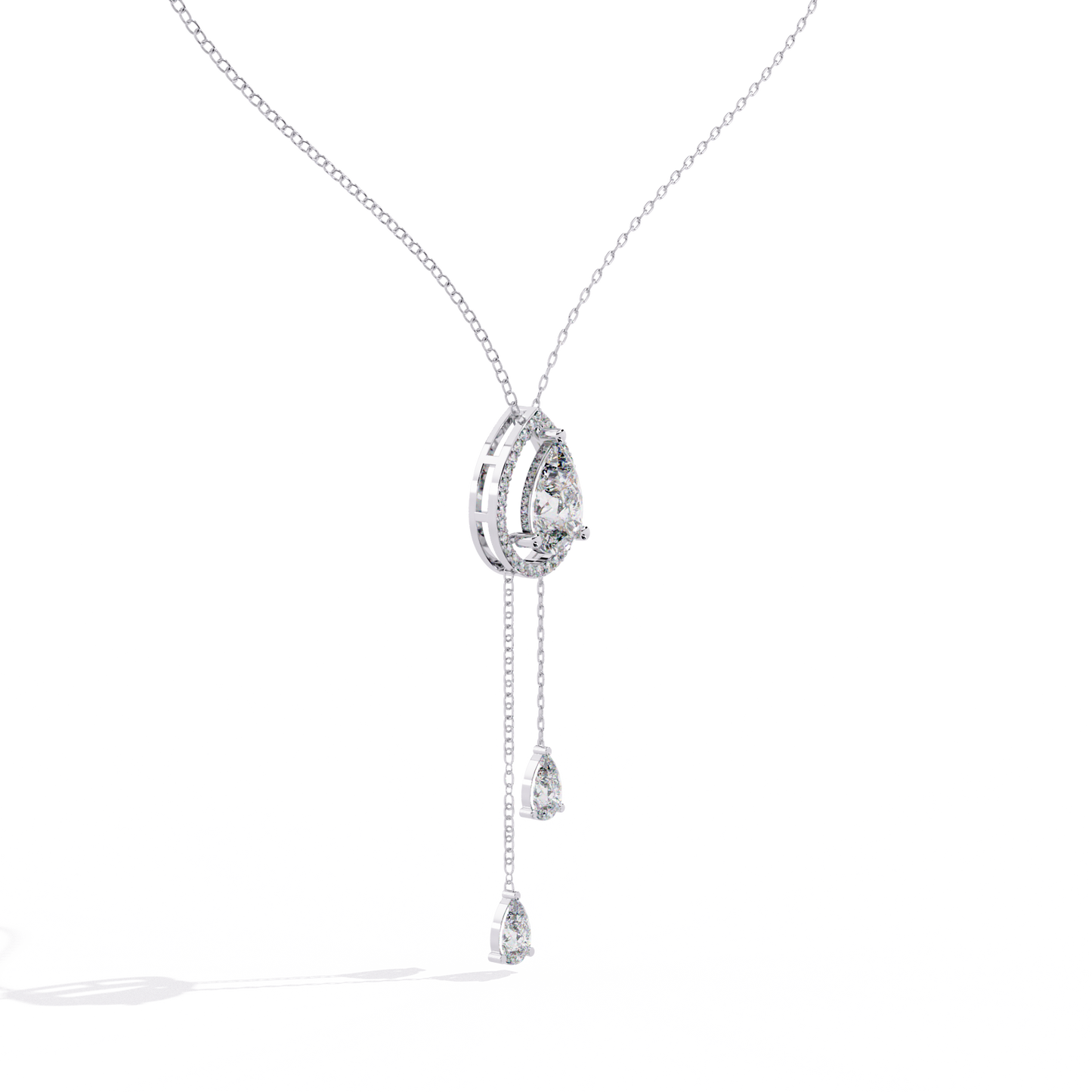 The Stella Pear-Cut Diamond Lariat Necklace In Gold- 1.81 Ct