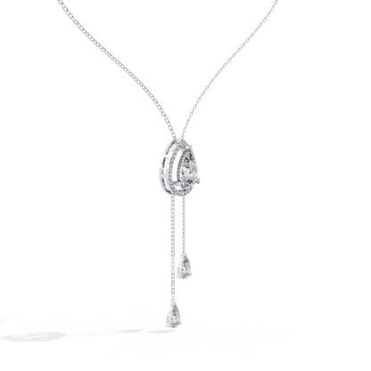 The Stella Pear-Cut Diamond Lariat Necklace In Gold- 1.81 Ct