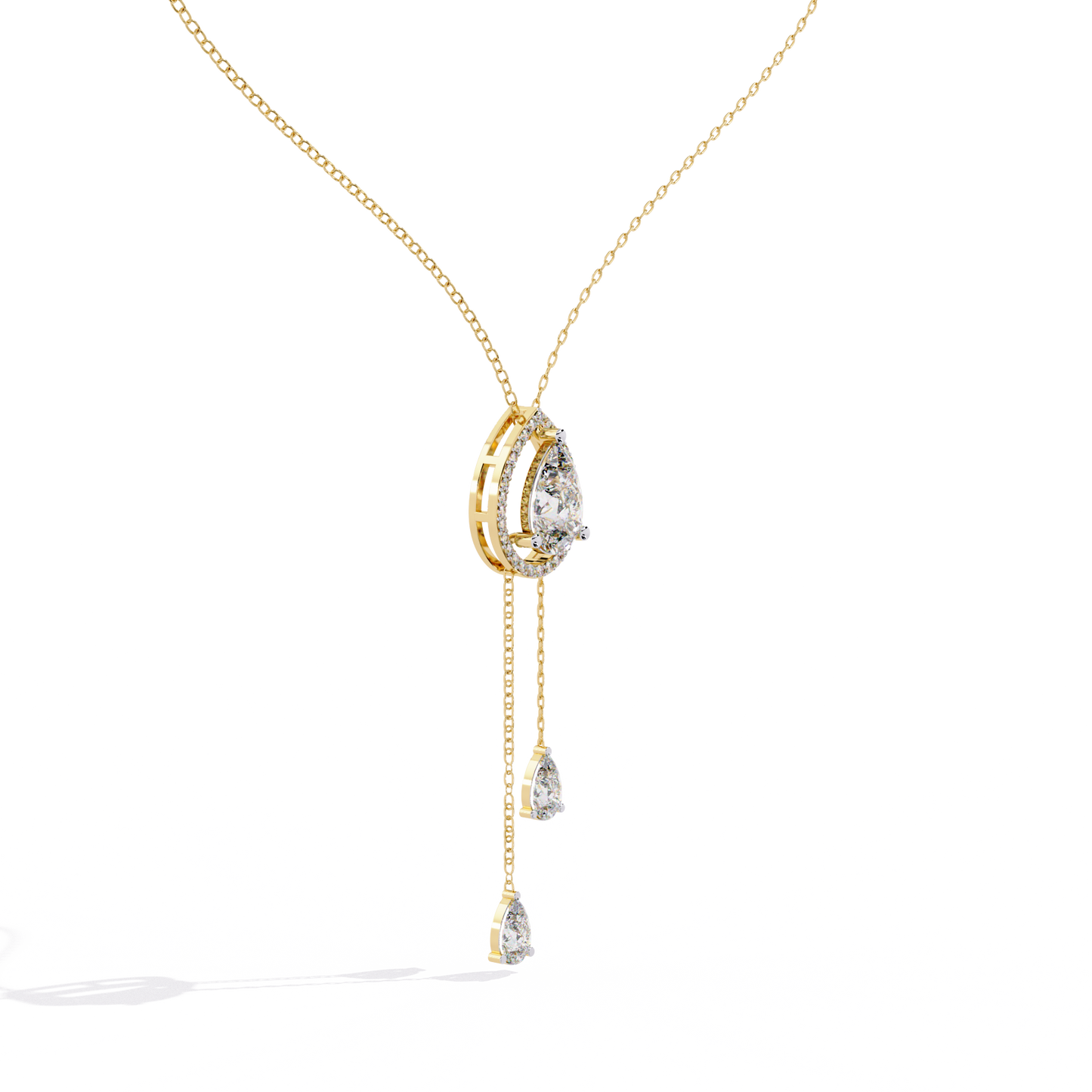 The Stella Pear-Cut Diamond Lariat Necklace In Gold- 1.81 Ct
