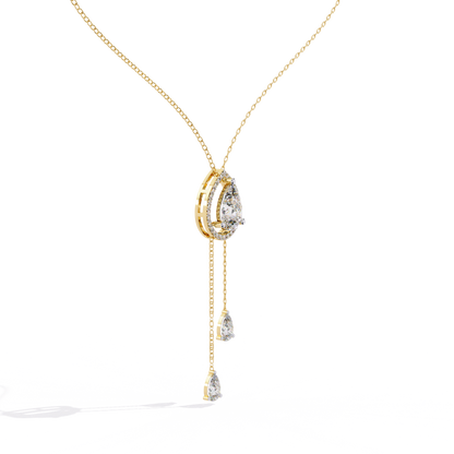 The Stella Pear-Cut Diamond Lariat Necklace In Gold- 1.81 Ct