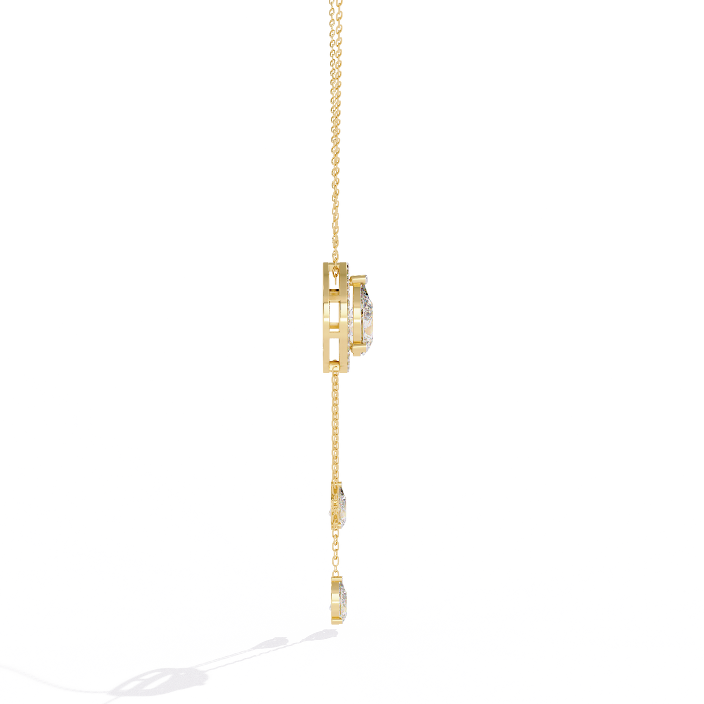 The Stella Pear-Cut Diamond Lariat Necklace In Gold- 1.81 Ct