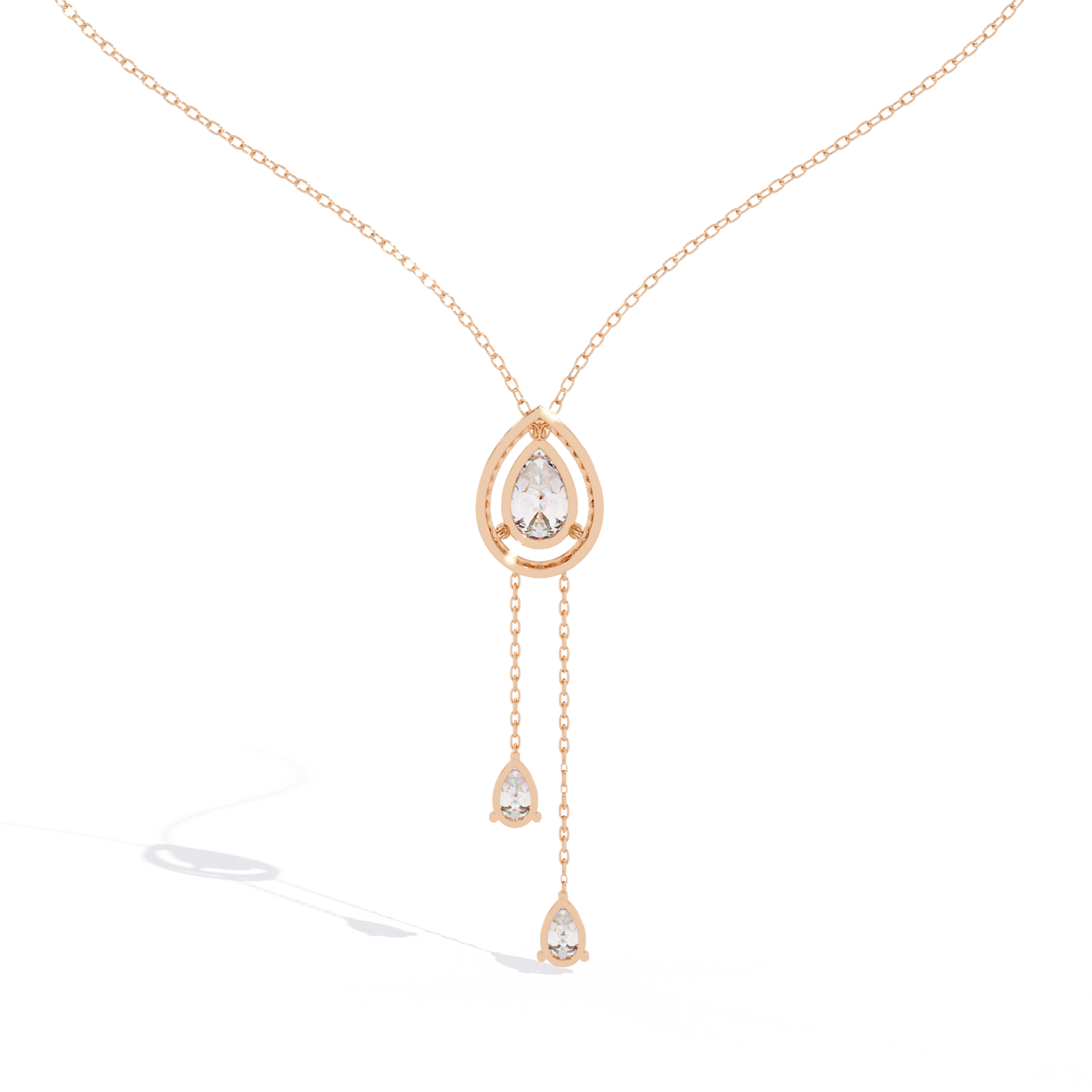 The Stella Pear-Cut Diamond Lariat Necklace In Gold- 1.81 Ct