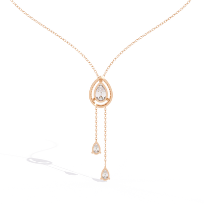 The Stella Pear-Cut Diamond Lariat Necklace In Gold- 1.81 Ct