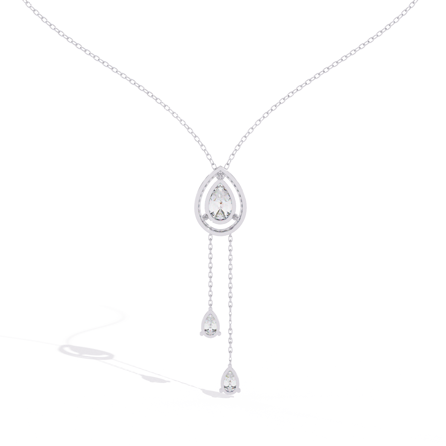 The Stella Pear-Cut Diamond Lariat Necklace In Gold- 1.81 Ct