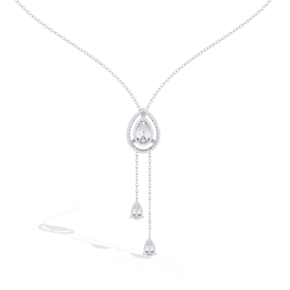 The Stella Pear-Cut Diamond Lariat Necklace In Gold- 1.81 Ct