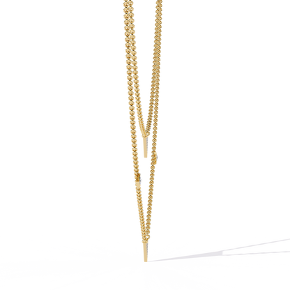 Layered Pave Diamond Triangle Necklace Set In Gold- 0.30 Ct Round Pave-Set