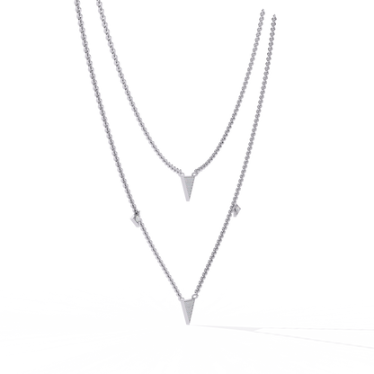 Layered Pave Diamond Triangle Necklace Set In Gold- 0.30 Ct Round Pave-Set
