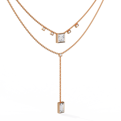 Contemporary Geometric Diamond Layering Necklace Set In Gold- 3.44 Ct