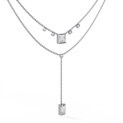 Contemporary Geometric Diamond Layering Necklace Set In Gold- 3.44 Ct