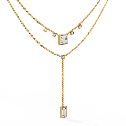 Contemporary Geometric Diamond Layering Necklace Set In Gold- 3.44 Ct
