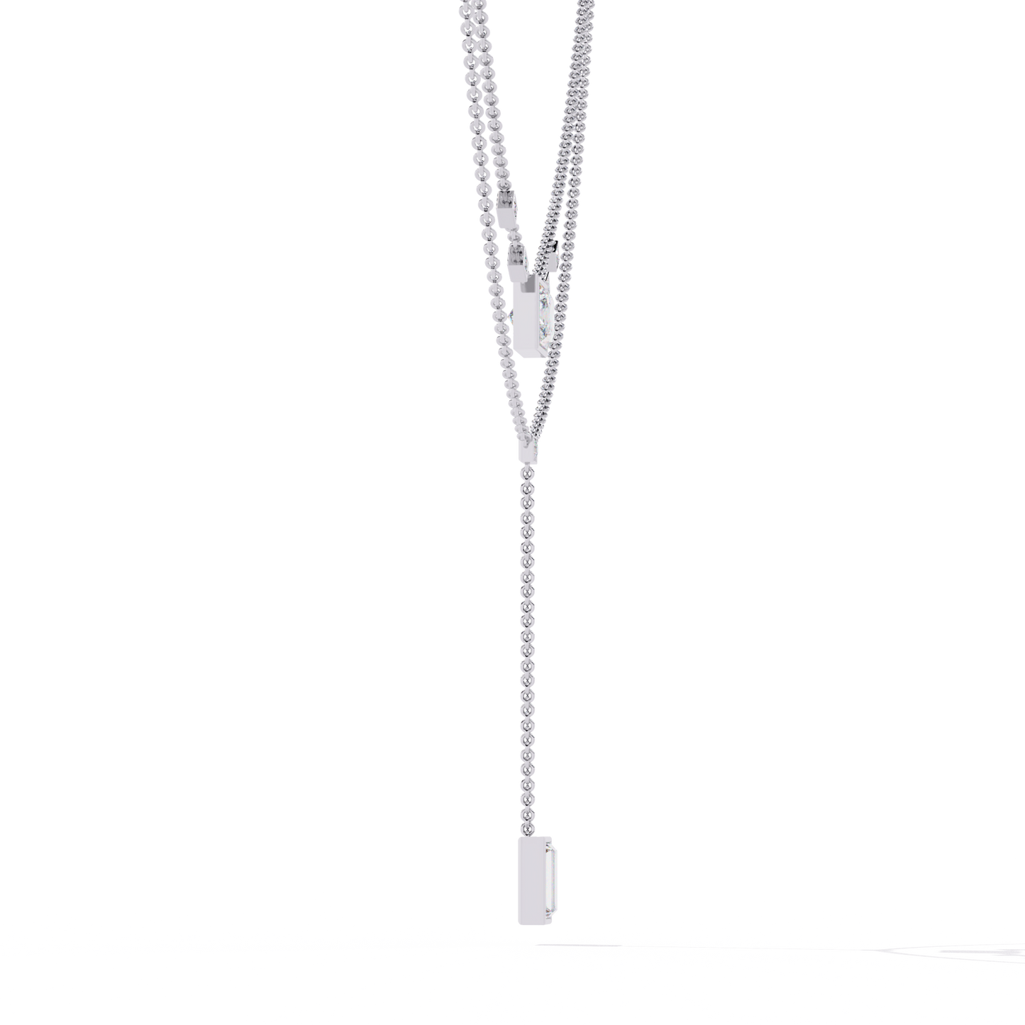 Contemporary Geometric Diamond Layering Necklace Set In Gold- 3.44 Ct