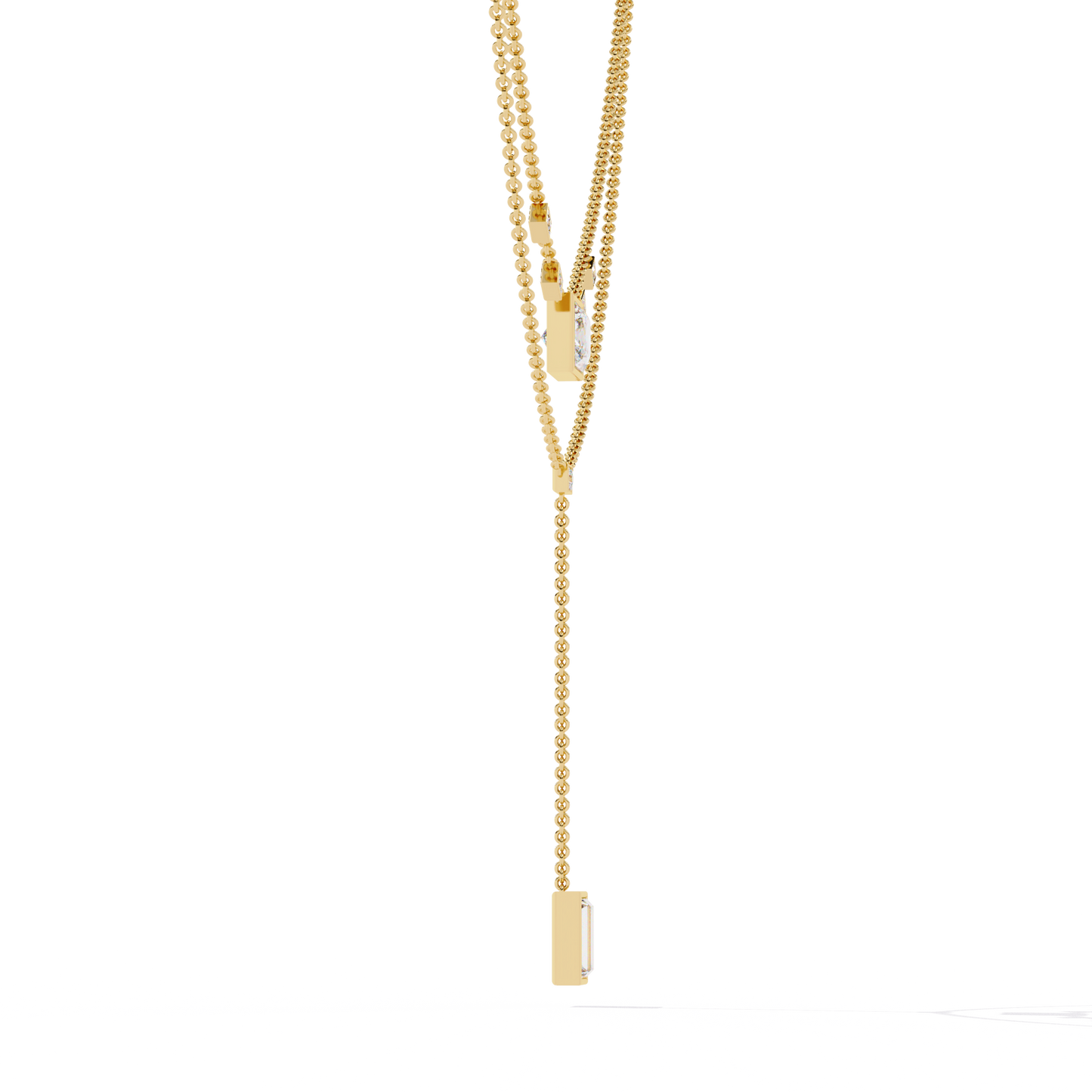 Contemporary Geometric Diamond Layering Necklace Set In Gold- 3.44 Ct