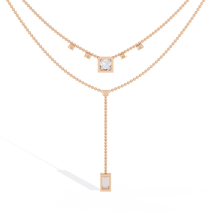 Contemporary Geometric Diamond Layering Necklace Set In Gold- 3.44 Ct