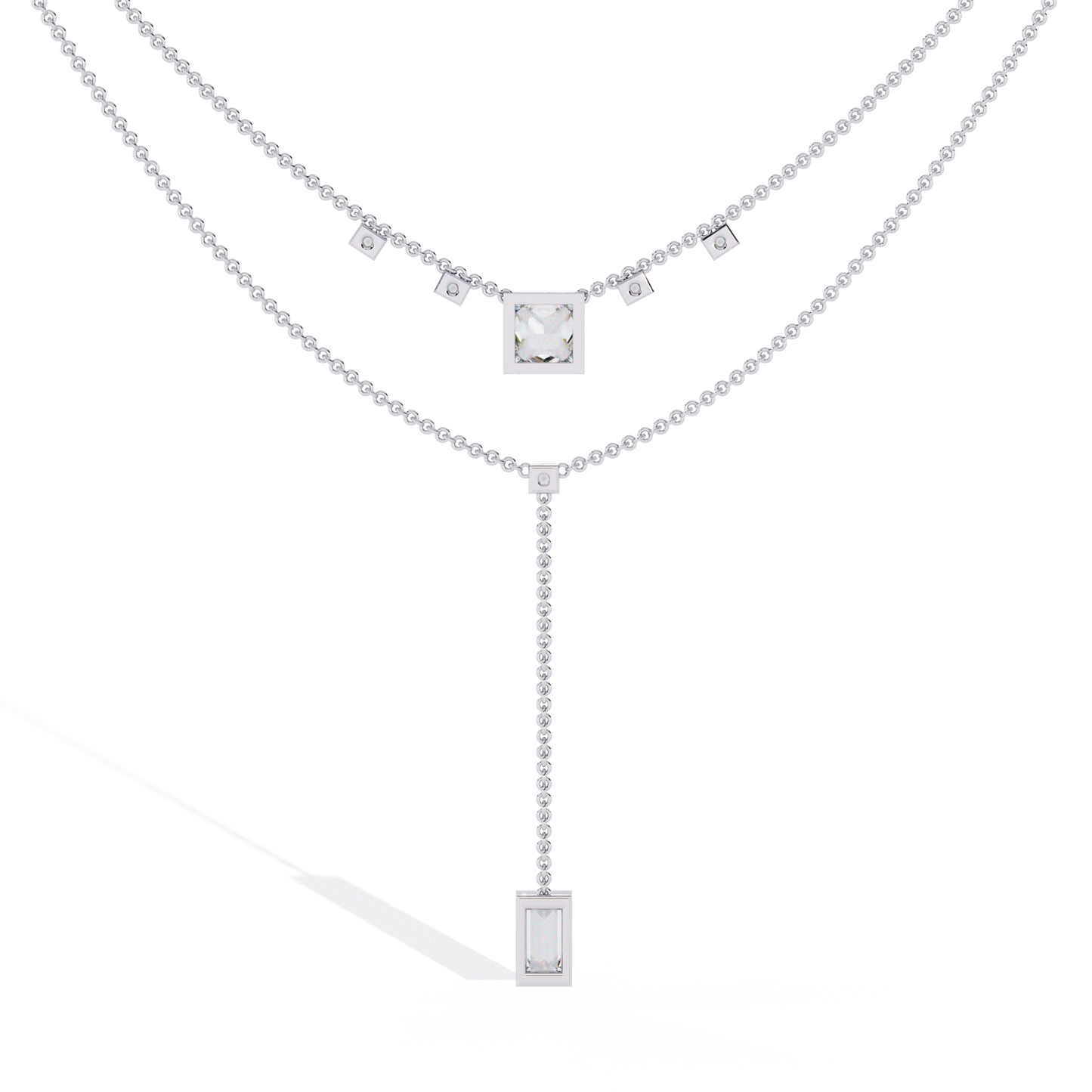 Contemporary Geometric Diamond Layering Necklace Set In Gold- 3.44 Ct