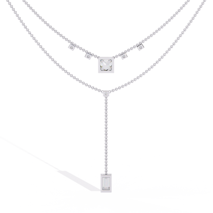 Contemporary Geometric Diamond Layering Necklace Set In Gold- 3.44 Ct