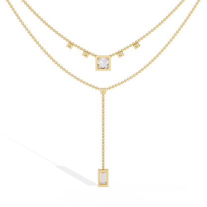 Contemporary Geometric Diamond Layering Necklace Set In Gold- 3.44 Ct