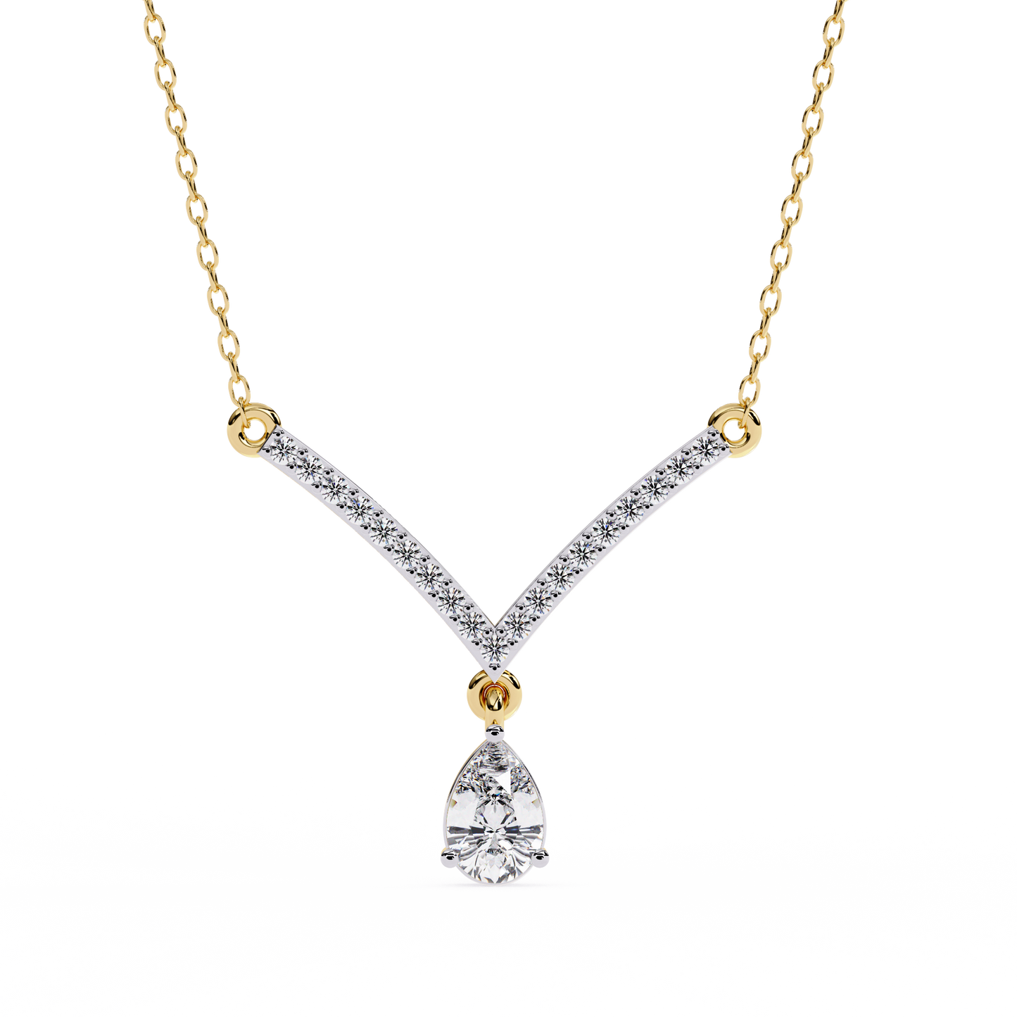 The Classic V Diamond Drop Necklace In Gold- 0.48Ct