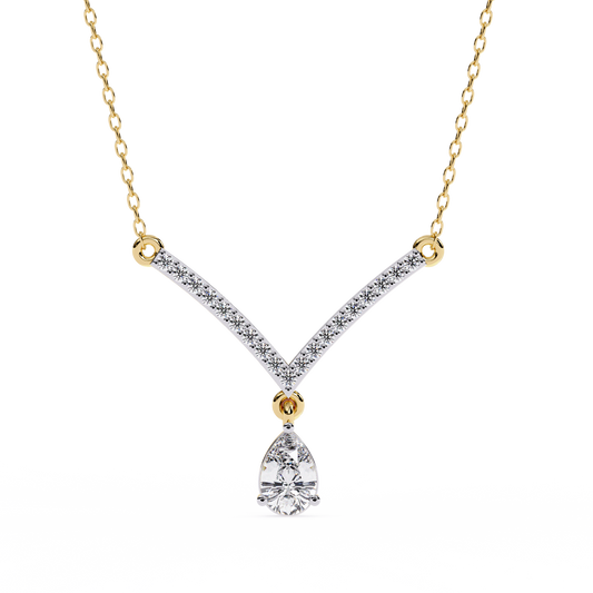 The Classic V Diamond Drop Necklace In Gold- 0.48Ct