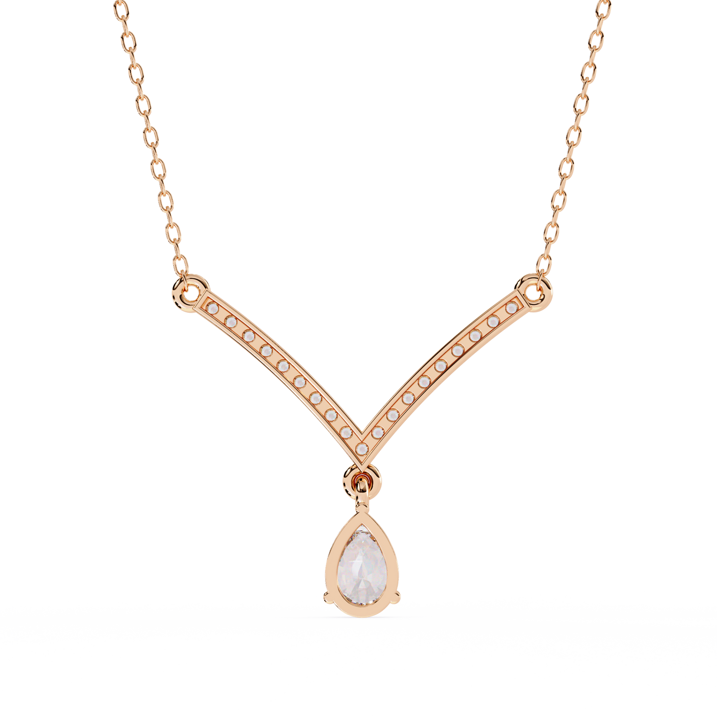 The Classic V Diamond Drop Necklace In Gold- 0.48Ct