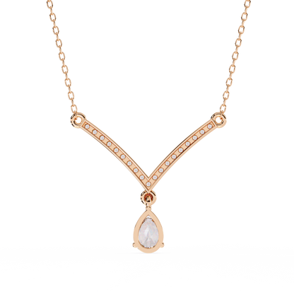 The Classic V Diamond Drop Necklace In Gold- 0.48Ct