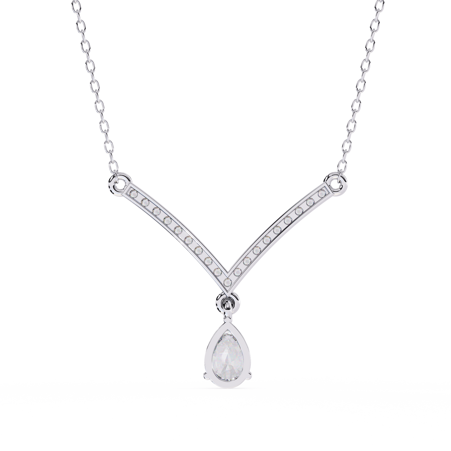 The Classic V Diamond Drop Necklace In Gold- 0.48Ct