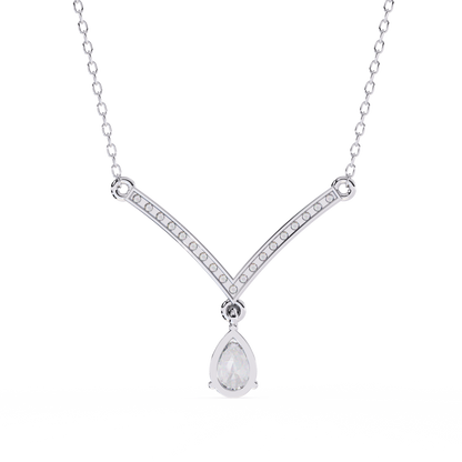 The Classic V Diamond Drop Necklace In Gold- 0.48Ct