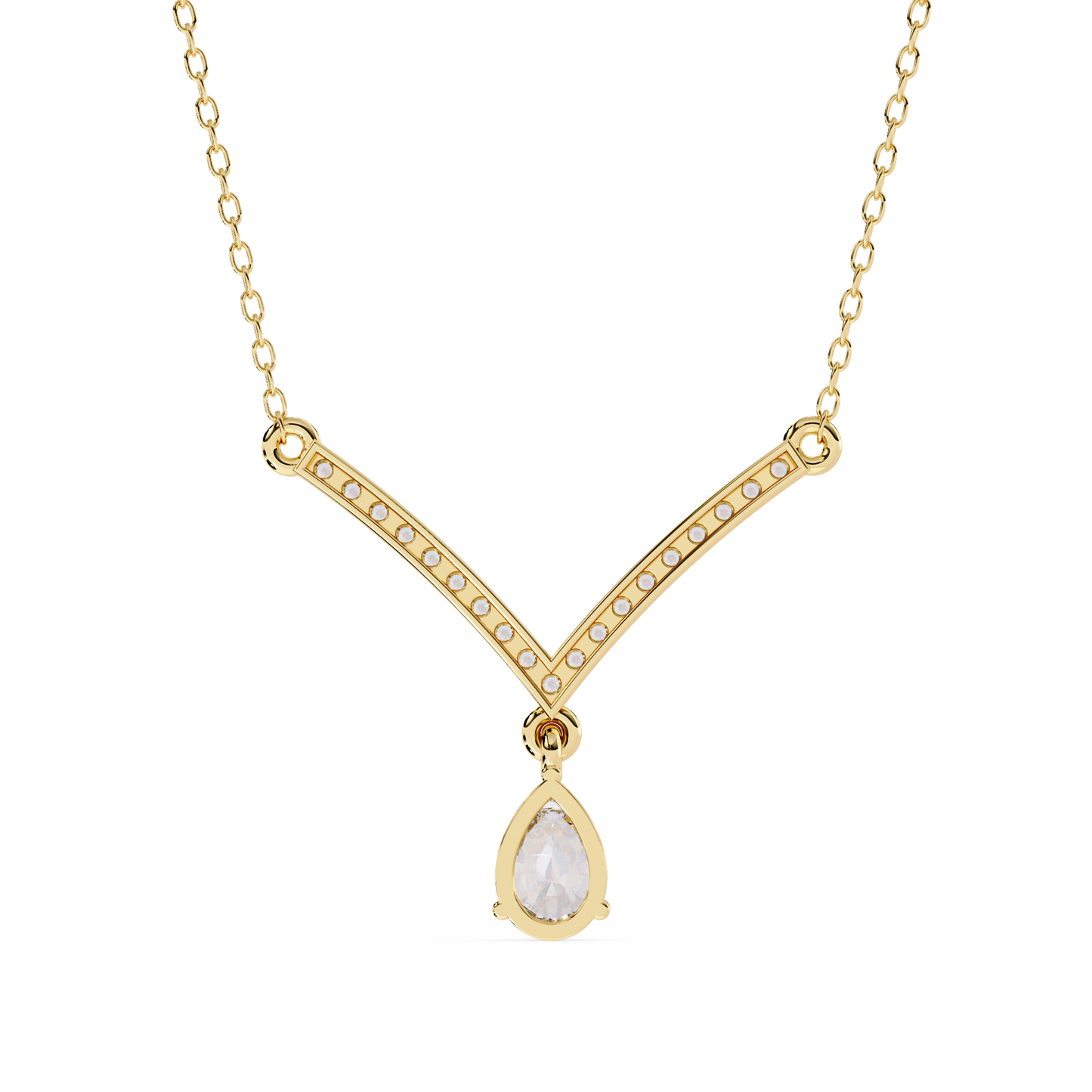 The Classic V Diamond Drop Necklace In Gold- 0.48Ct