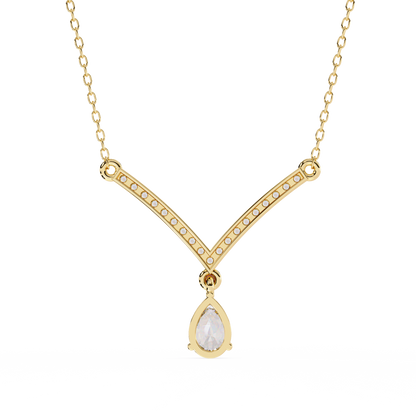 The Classic V Diamond Drop Necklace In Gold- 0.48Ct