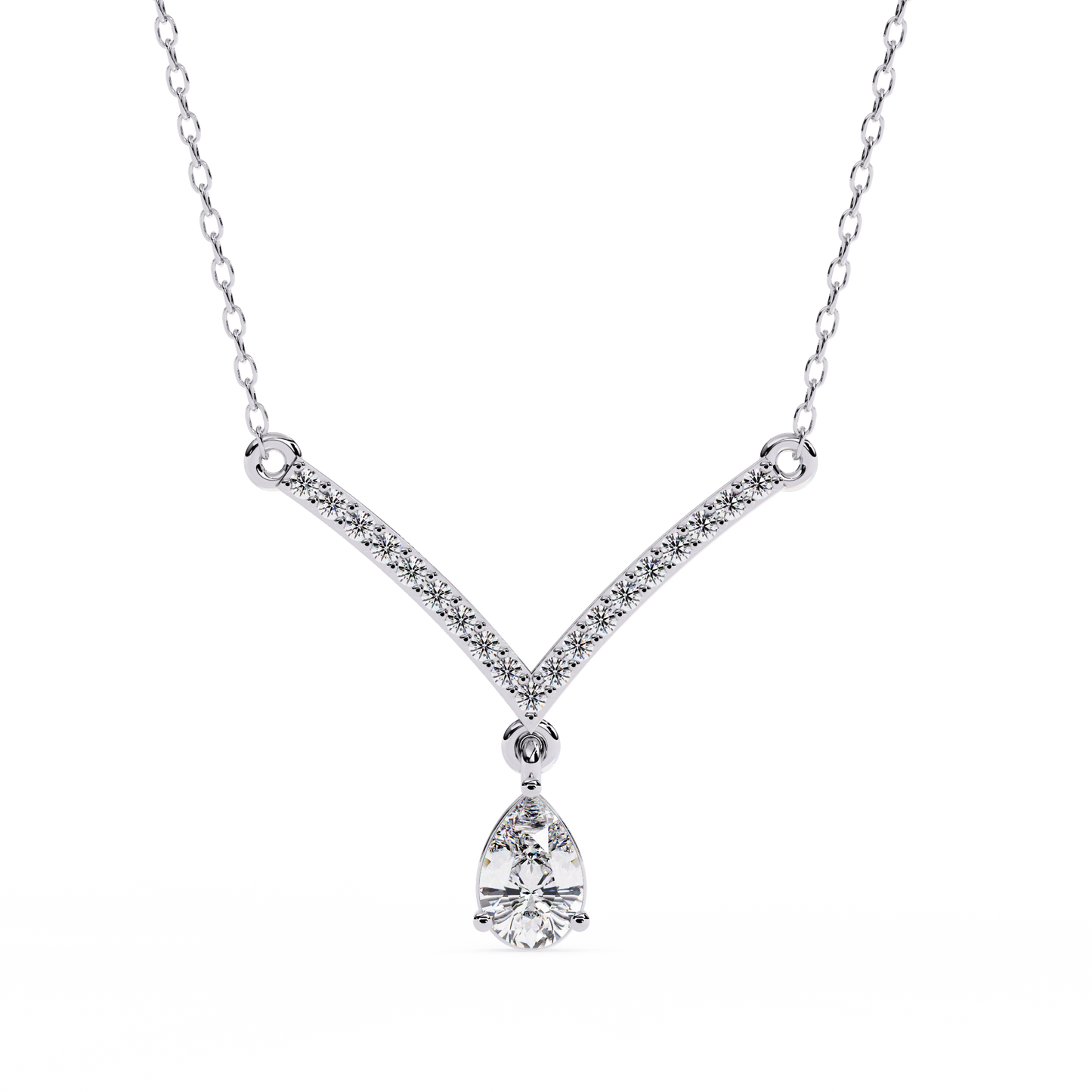 The Classic V Diamond Drop Necklace In Gold- 0.48Ct