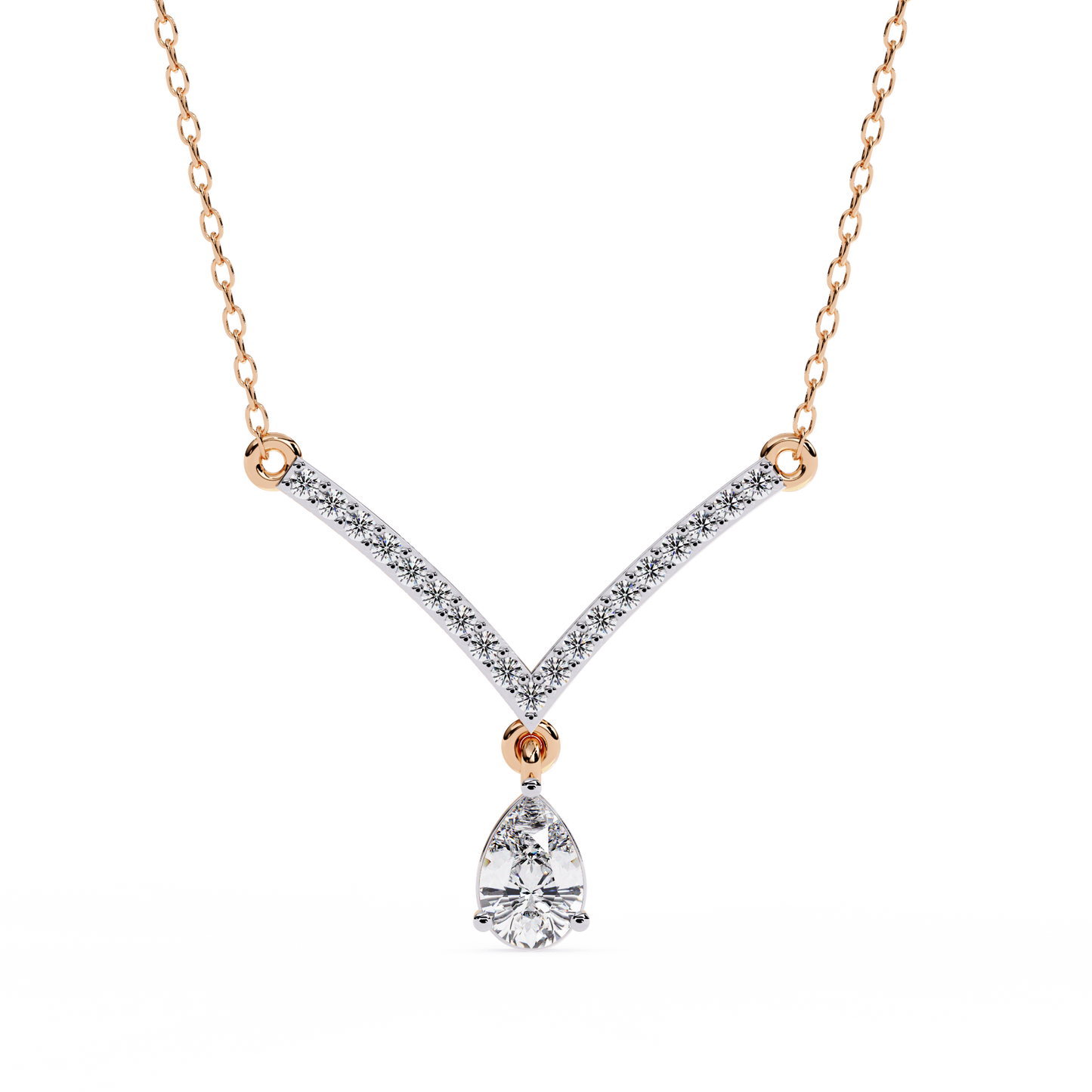 The Classic V Diamond Drop Necklace In Gold- 0.48Ct