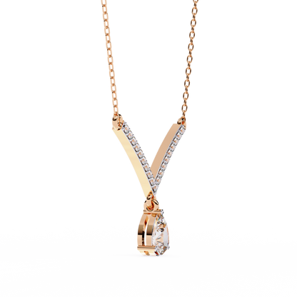 The Classic V Diamond Drop Necklace In Gold- 0.48Ct