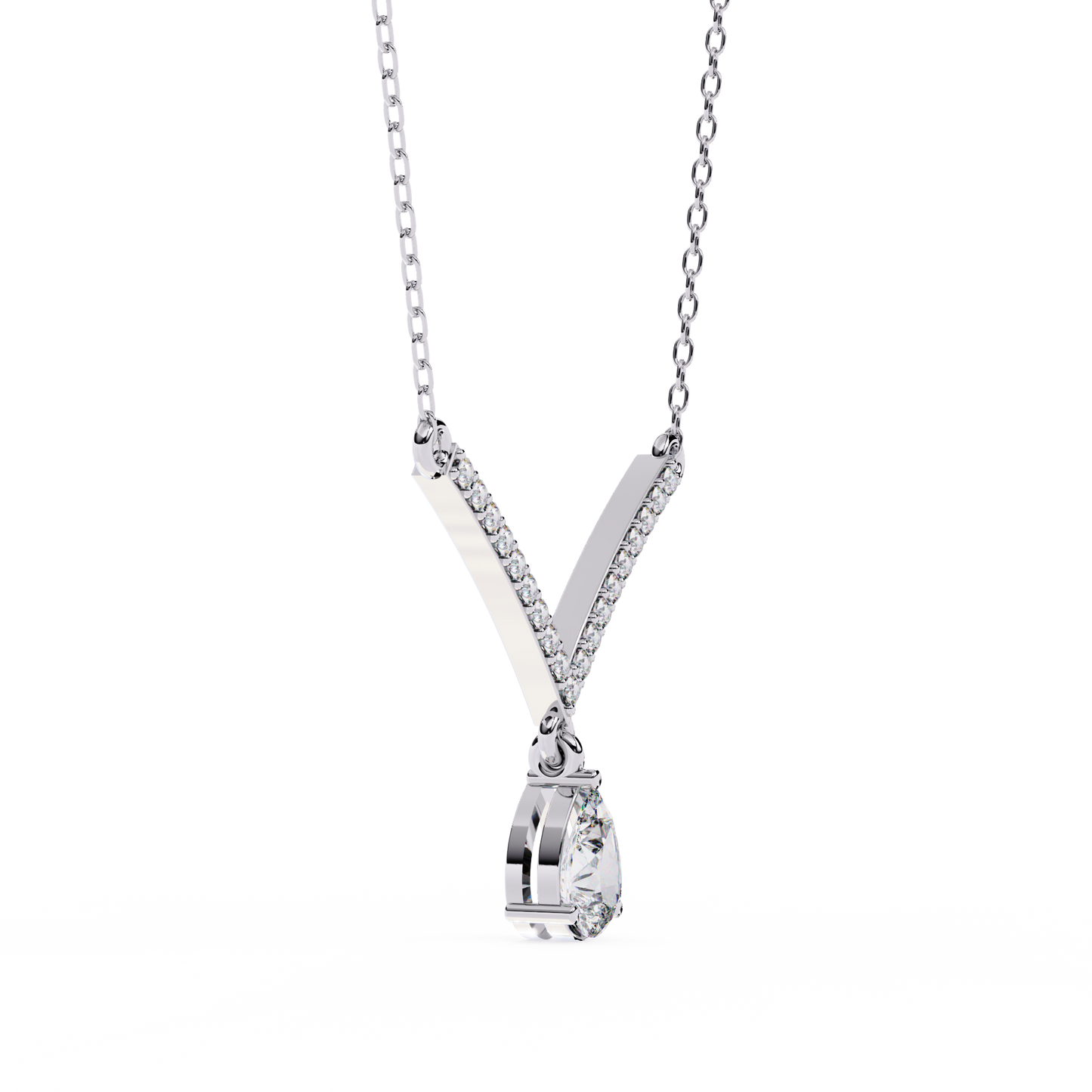 The Classic V Diamond Drop Necklace In Gold- 0.48Ct