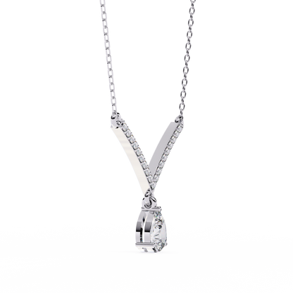 The Classic V Diamond Drop Necklace In Gold- 0.48Ct