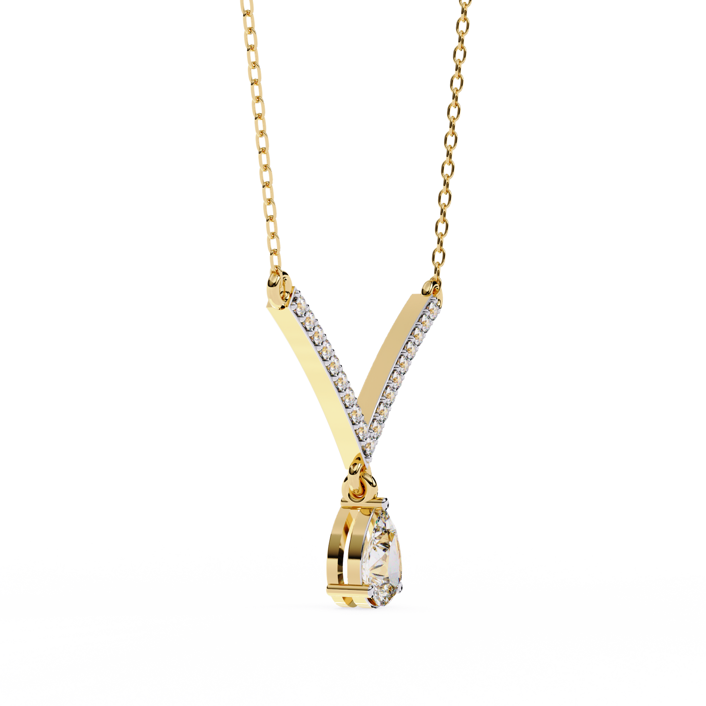 The Classic V Diamond Drop Necklace In Gold- 0.48Ct
