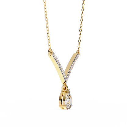 The Classic V Diamond Drop Necklace In Gold- 0.48Ct
