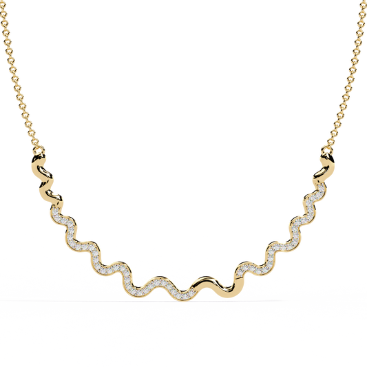 The Ocean Wave Diamond Necklace In Gold- 0.45Ct
