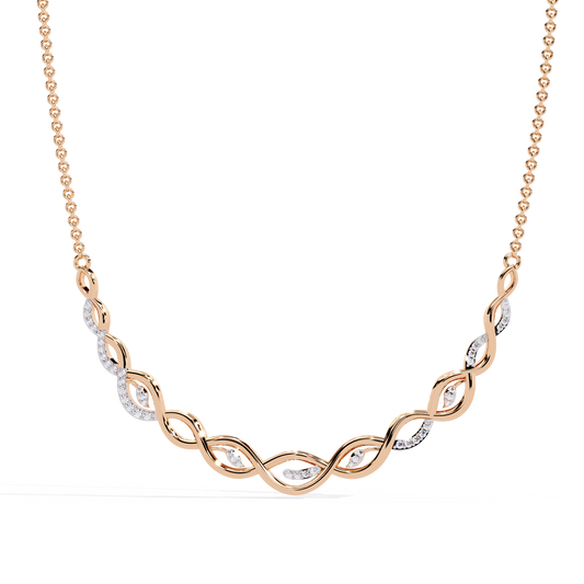 "Infinity Serenade" Diamond and Gold Intertwined Necklace - 0.18Ct
