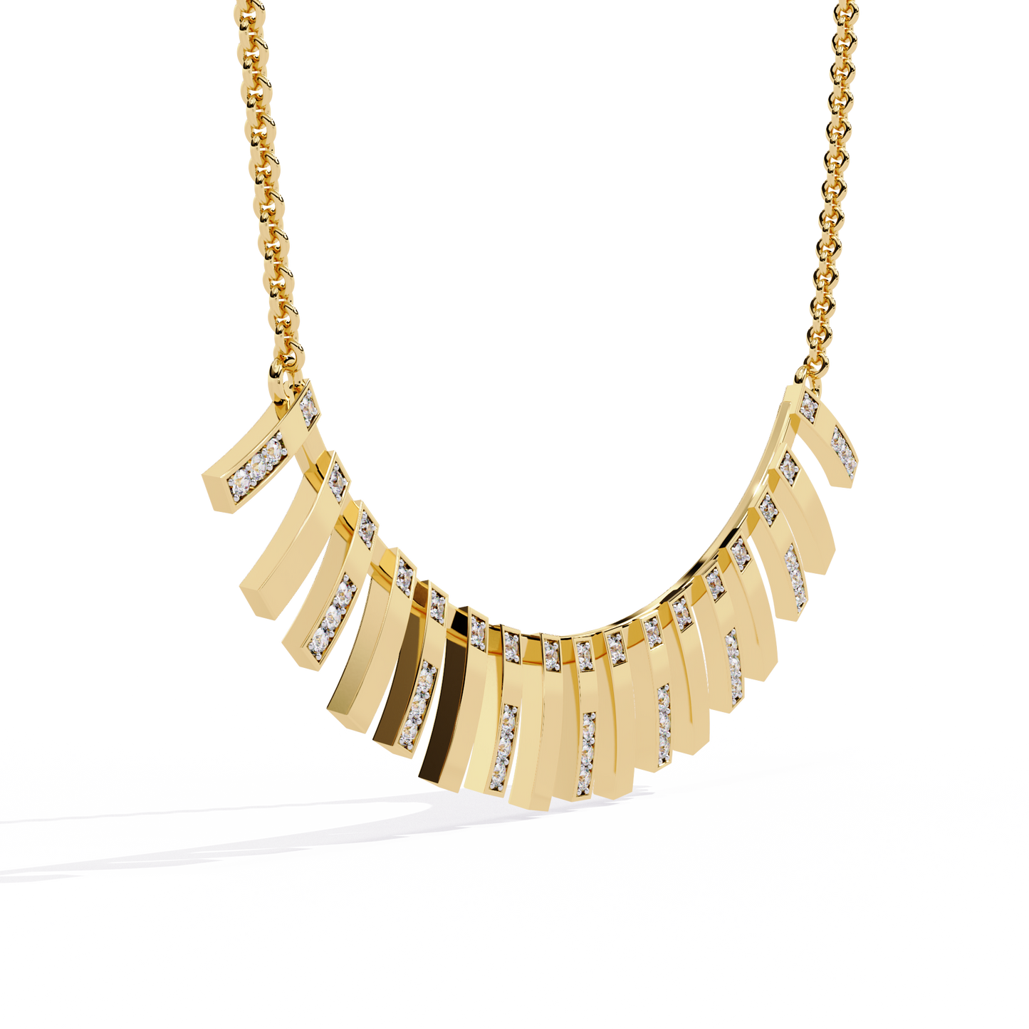 "Art Deco Radiance" Gold and Diamond Bar Necklace - 0.29Ct  Round Brilliant-Cut