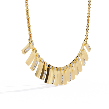"Art Deco Radiance" Gold and Diamond Bar Necklace - 0.29Ct  Round Brilliant-Cut