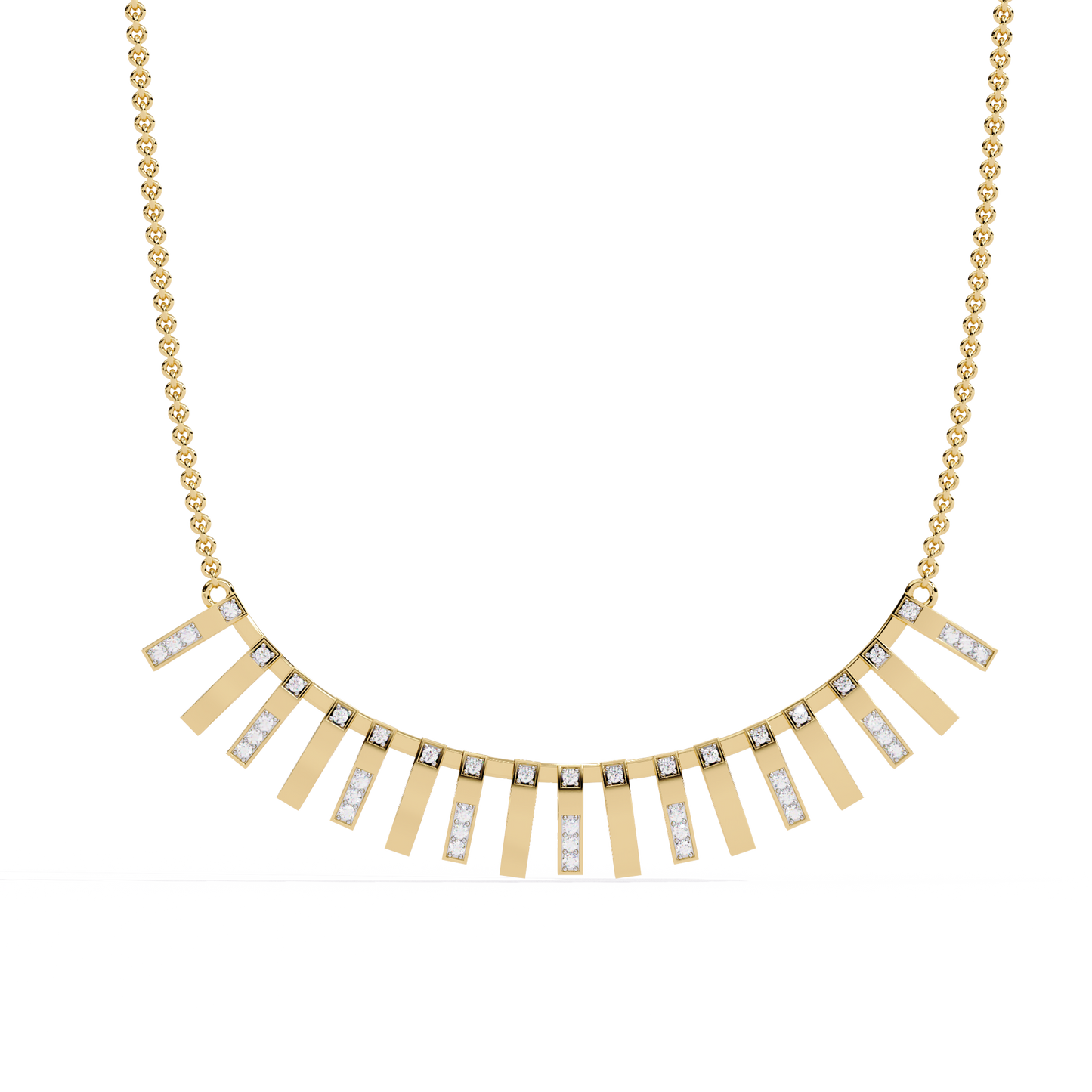 "Art Deco Radiance" Gold and Diamond Bar Necklace - 0.29Ct  Round Brilliant-Cut